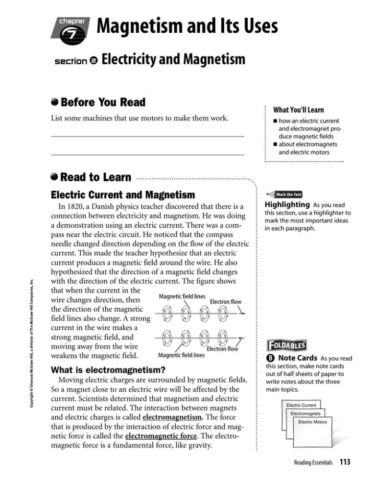 chapter 8 section 1 study guide magnetism answer key