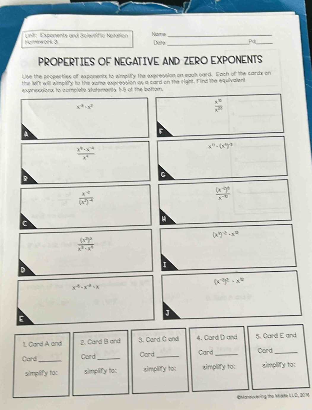 exponents and scientific notation test answer key
