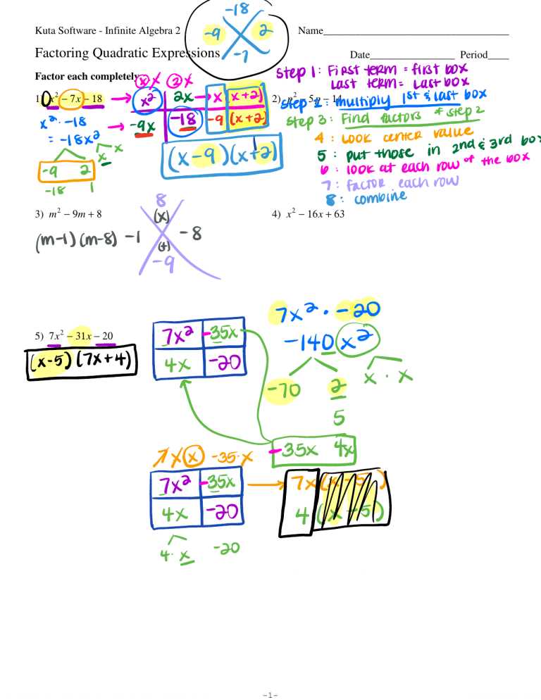 factoring quadratics answer key
