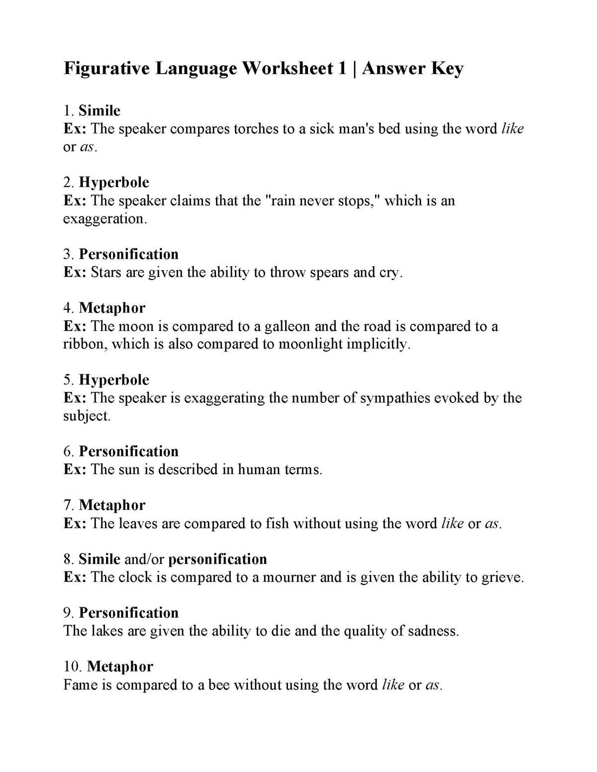 fahrenheit 451 figurative language part 1 worksheet answer key