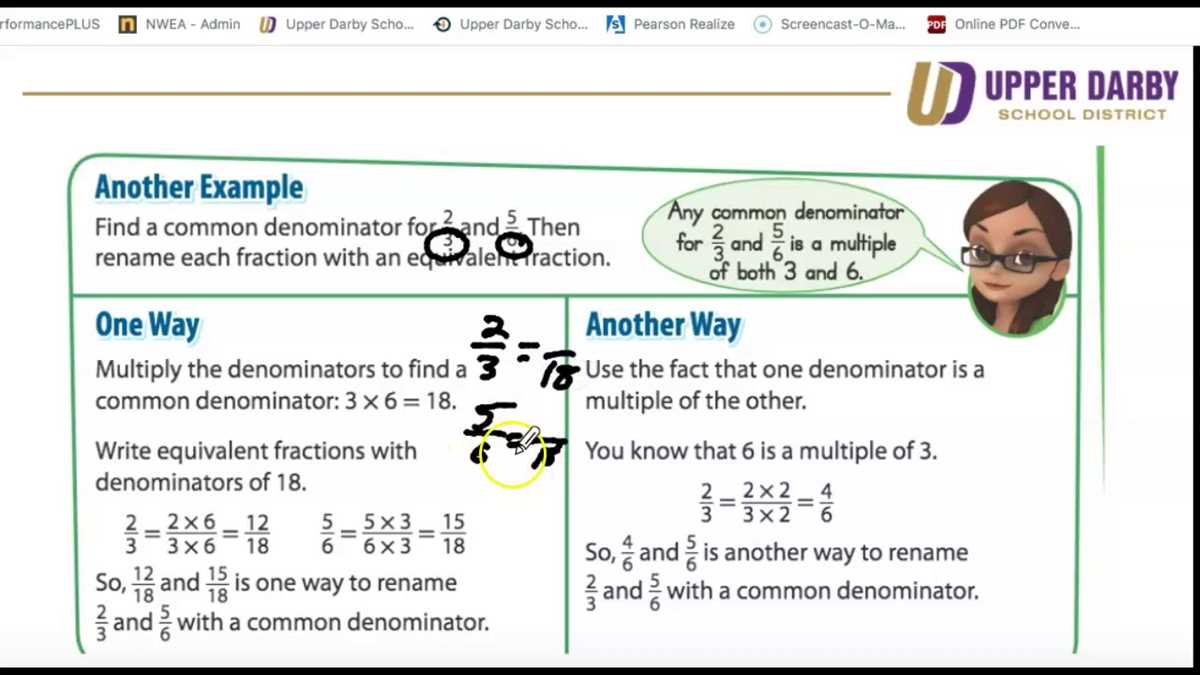 adding fractions 5th grade with answer key