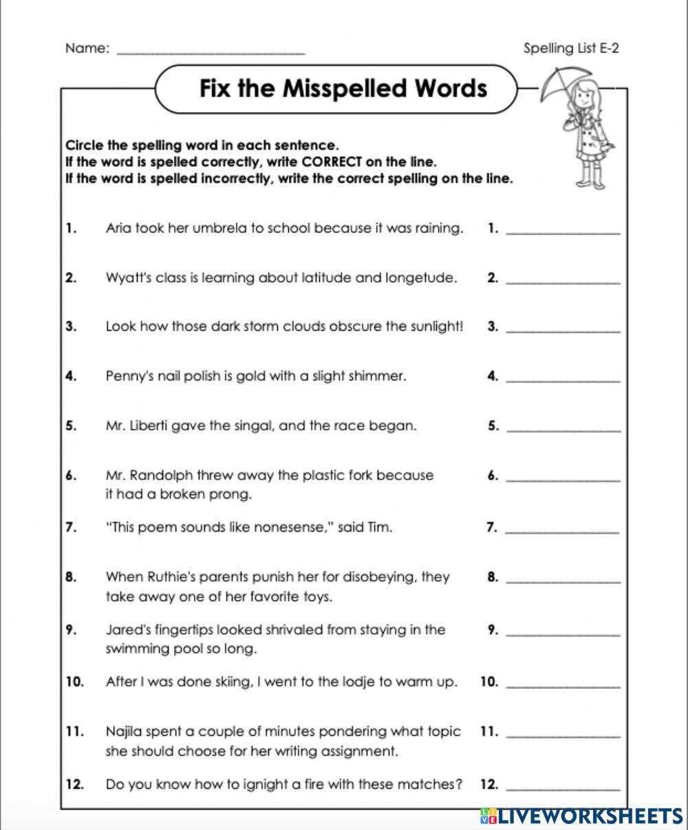 fix the misspelled words answer key