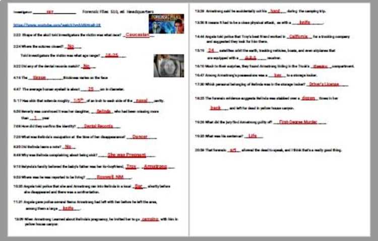 forensic files skeleton key worksheet answers