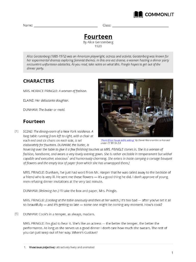 fourteen by alice gerstenberg answer key