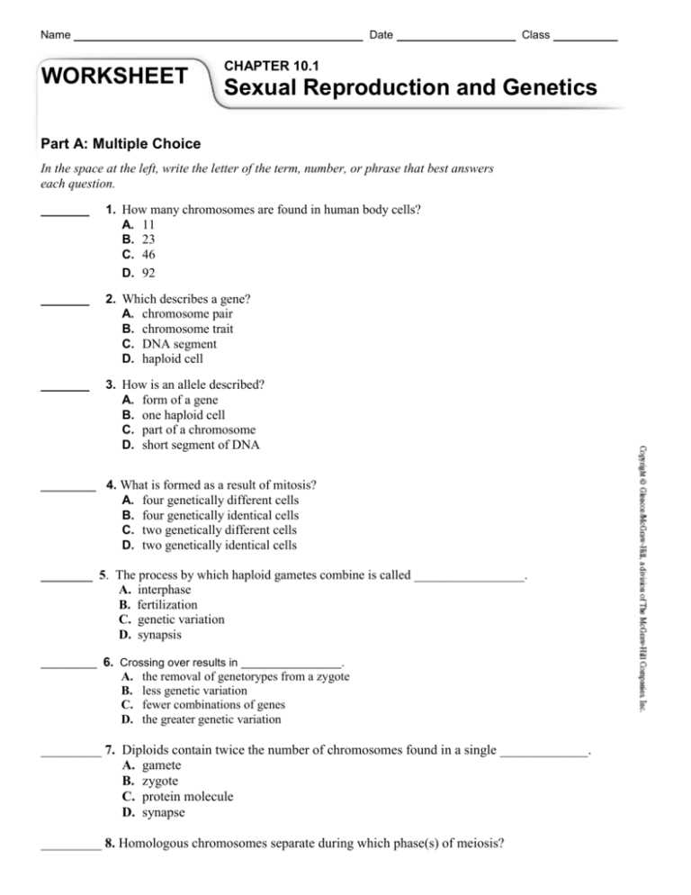 applied science 10 genes and chromosomes answer key