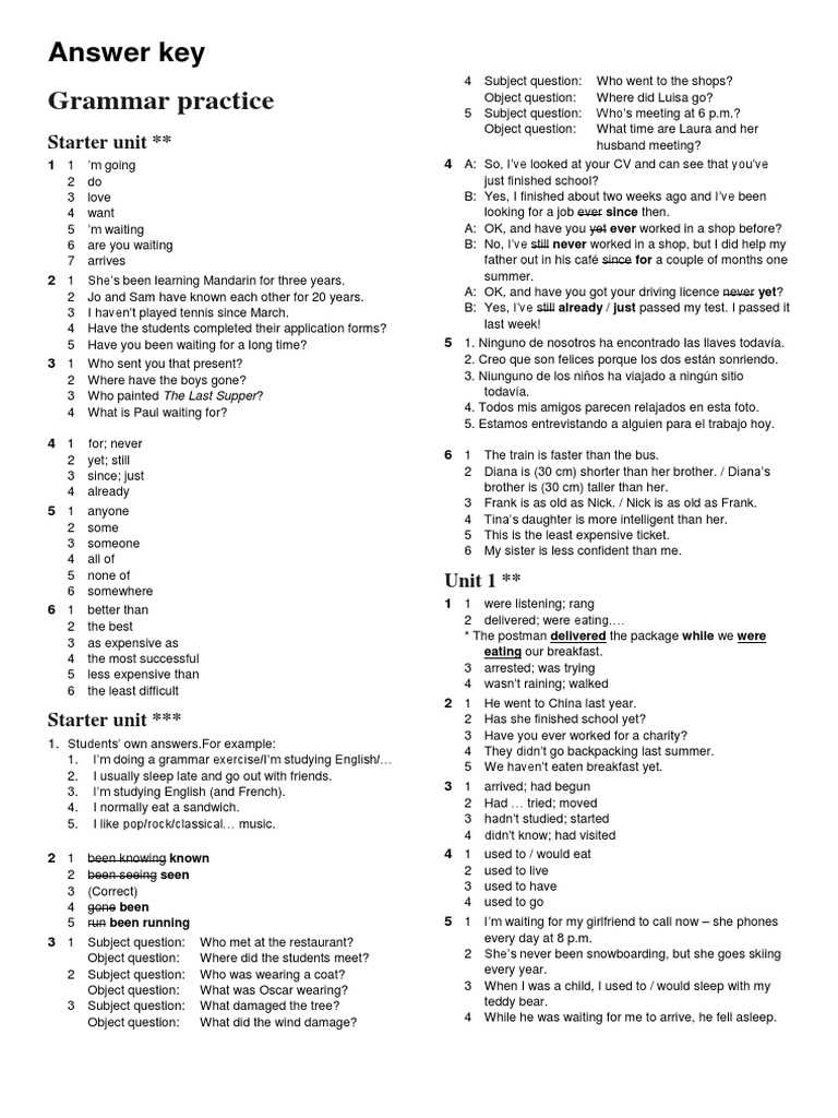 grammar practice grade 7 answer key