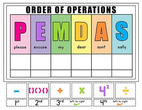 free order of operations worksheets with answer key