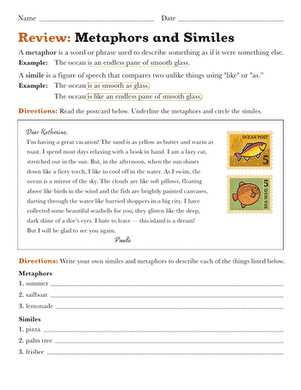 free printable worksheets on similes metaphors personification with answer key