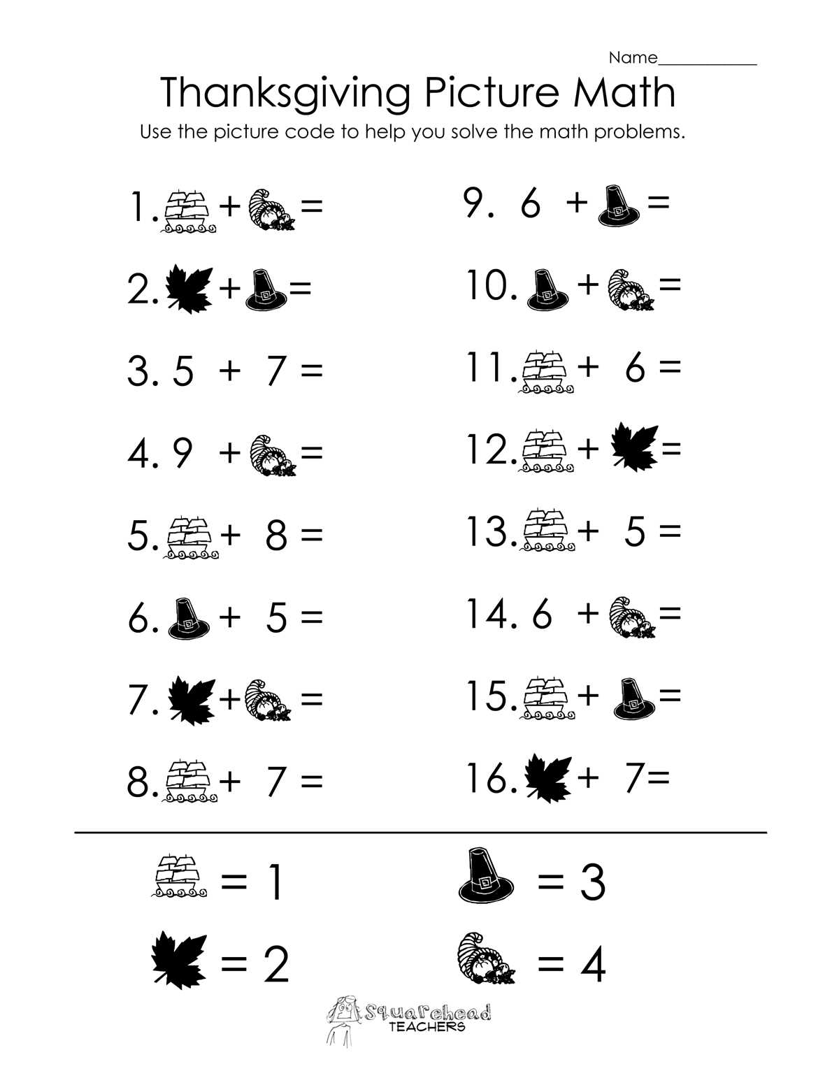 free thanksgiving printable worksheets with answer keys