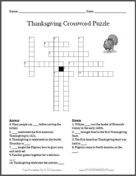 free thanksgiving printable worksheets with answer keys