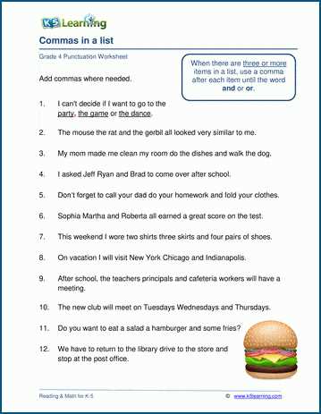 all uses of the comma worksheets answer key