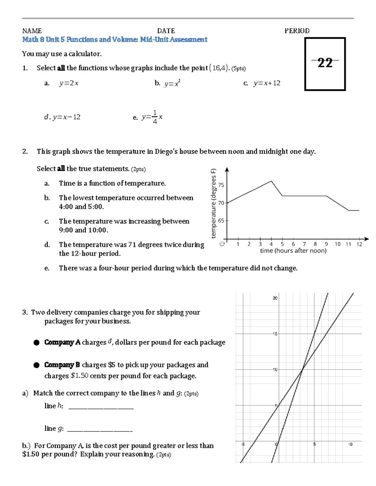 functions mid unit assessment answer key
