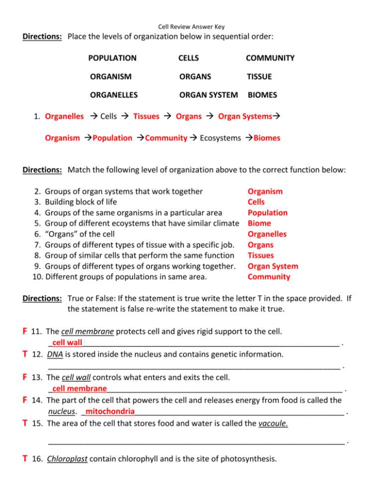 biology body system function review answer key