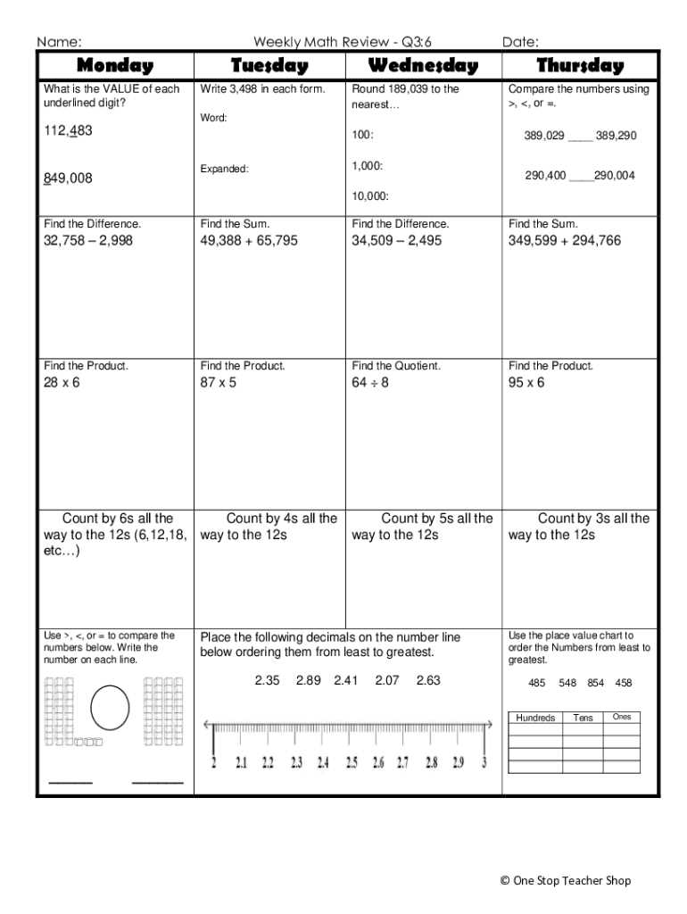 facts about math review 6 answer key
