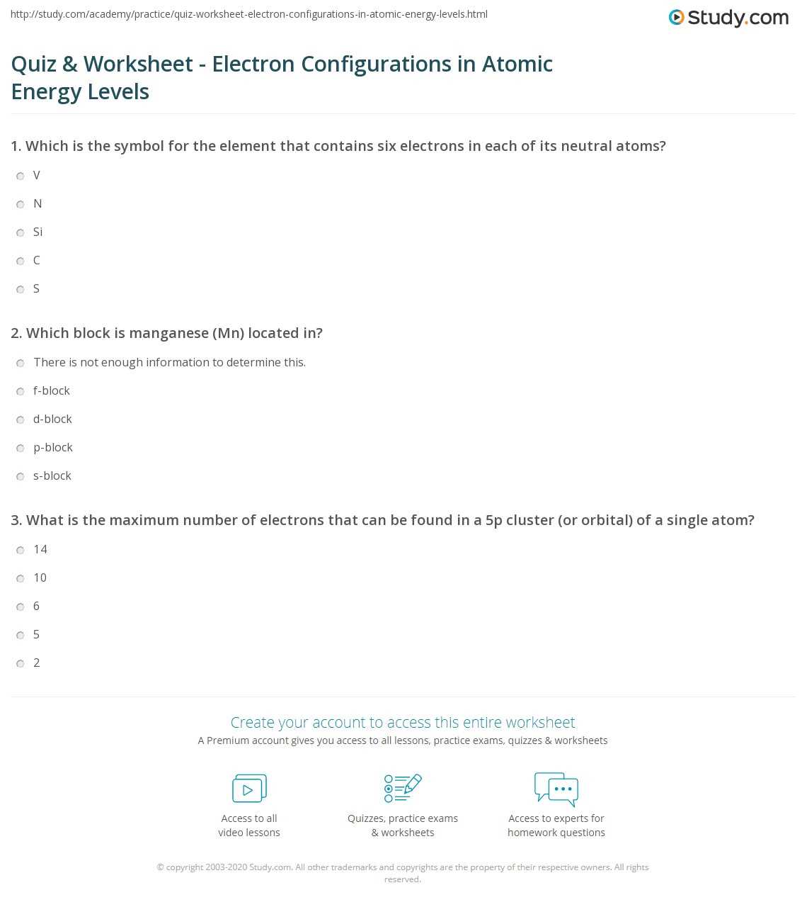 chemistry 1 practice electron configurations answer key