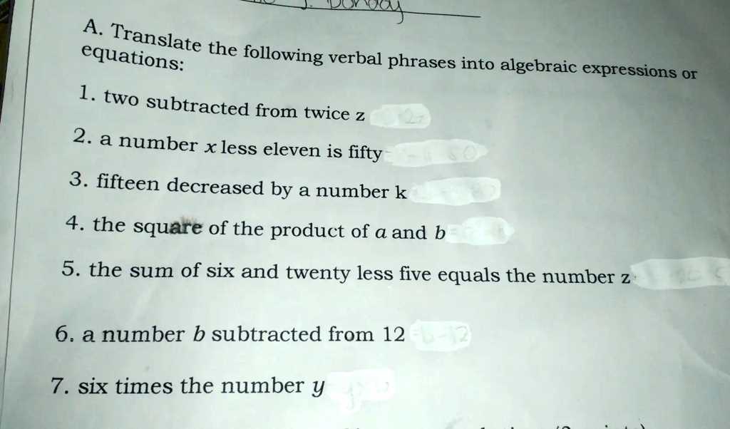 2.5 translate to an algebraic expression answer key