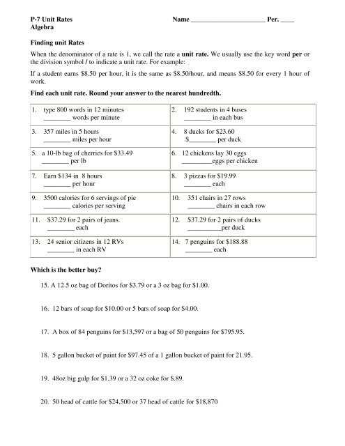 lesson 2 find the unit rate answer key