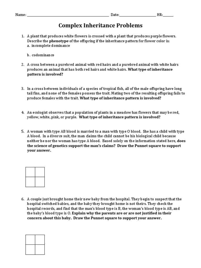 genetics practice sheet answer key