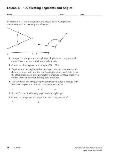 geometry chapter 3 practice answer key