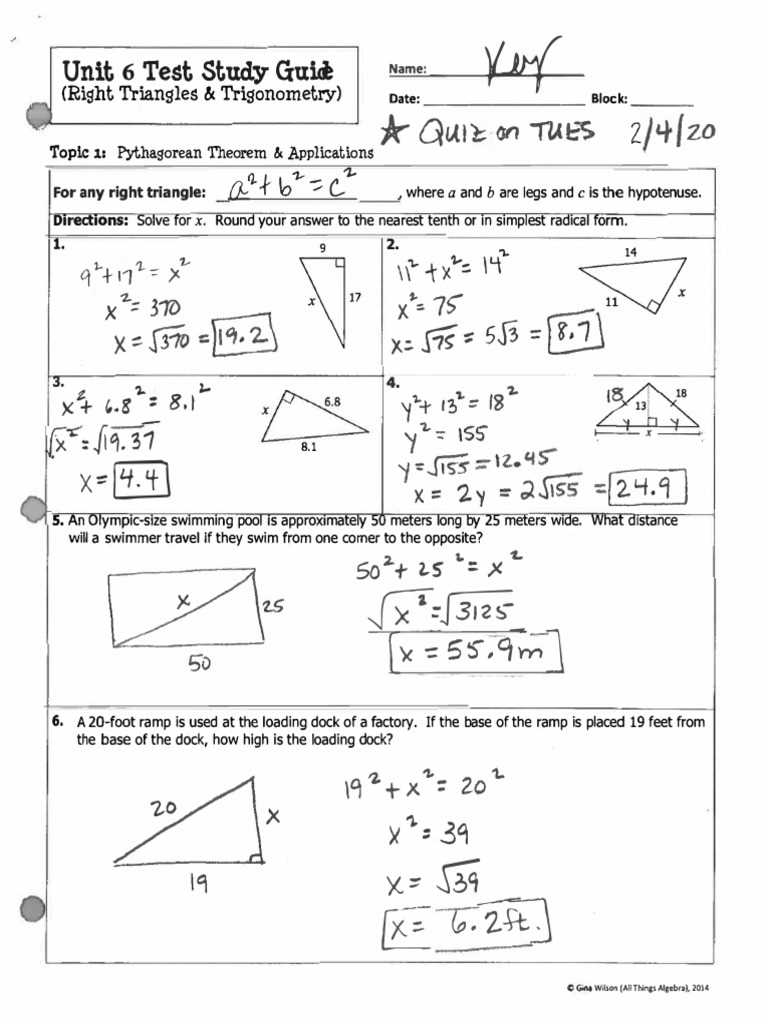 algebra and geometry review 6 answer key