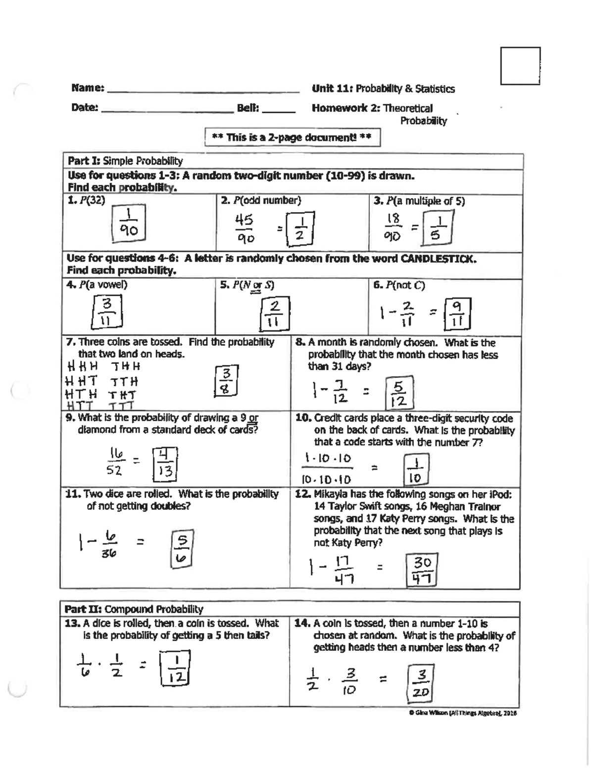 gina wilson all things algebra 2026 answer key unit 11