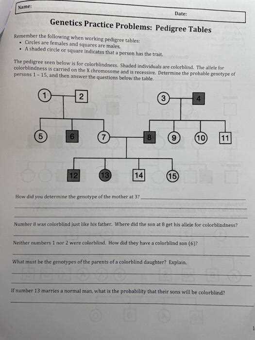 genetics practice sheet answer key