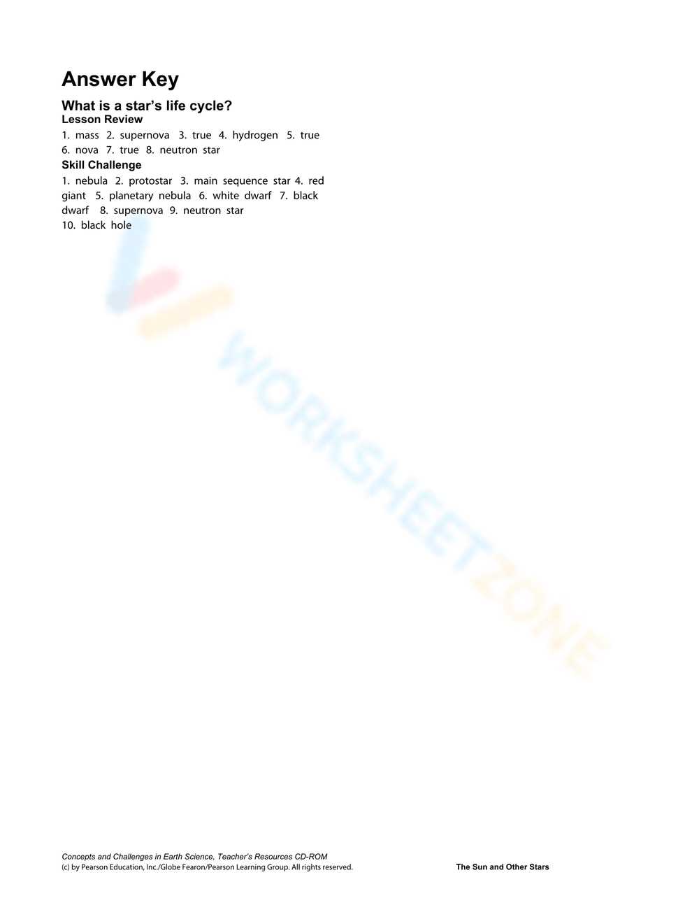 globe fearon science answer key