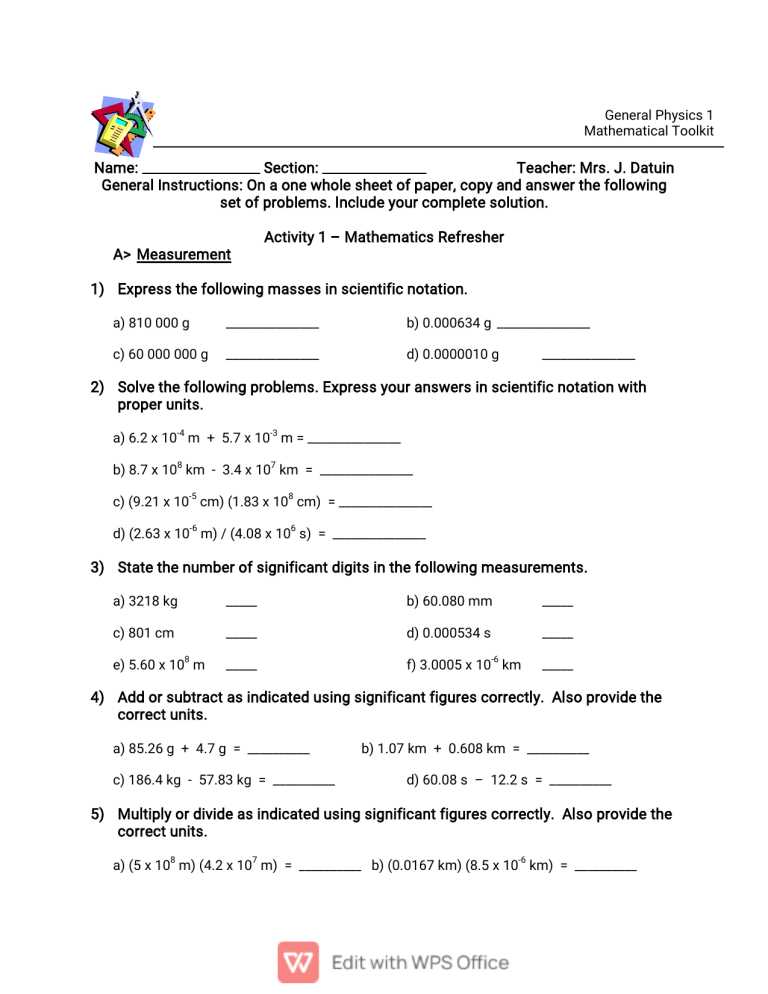 science notation metric activity answer key