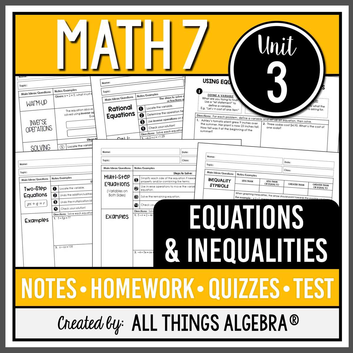 grade 7 unit 3 answer key