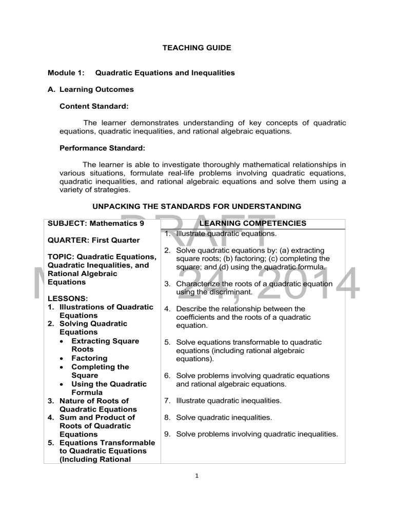 grade 9 math module 6 answer key with solution