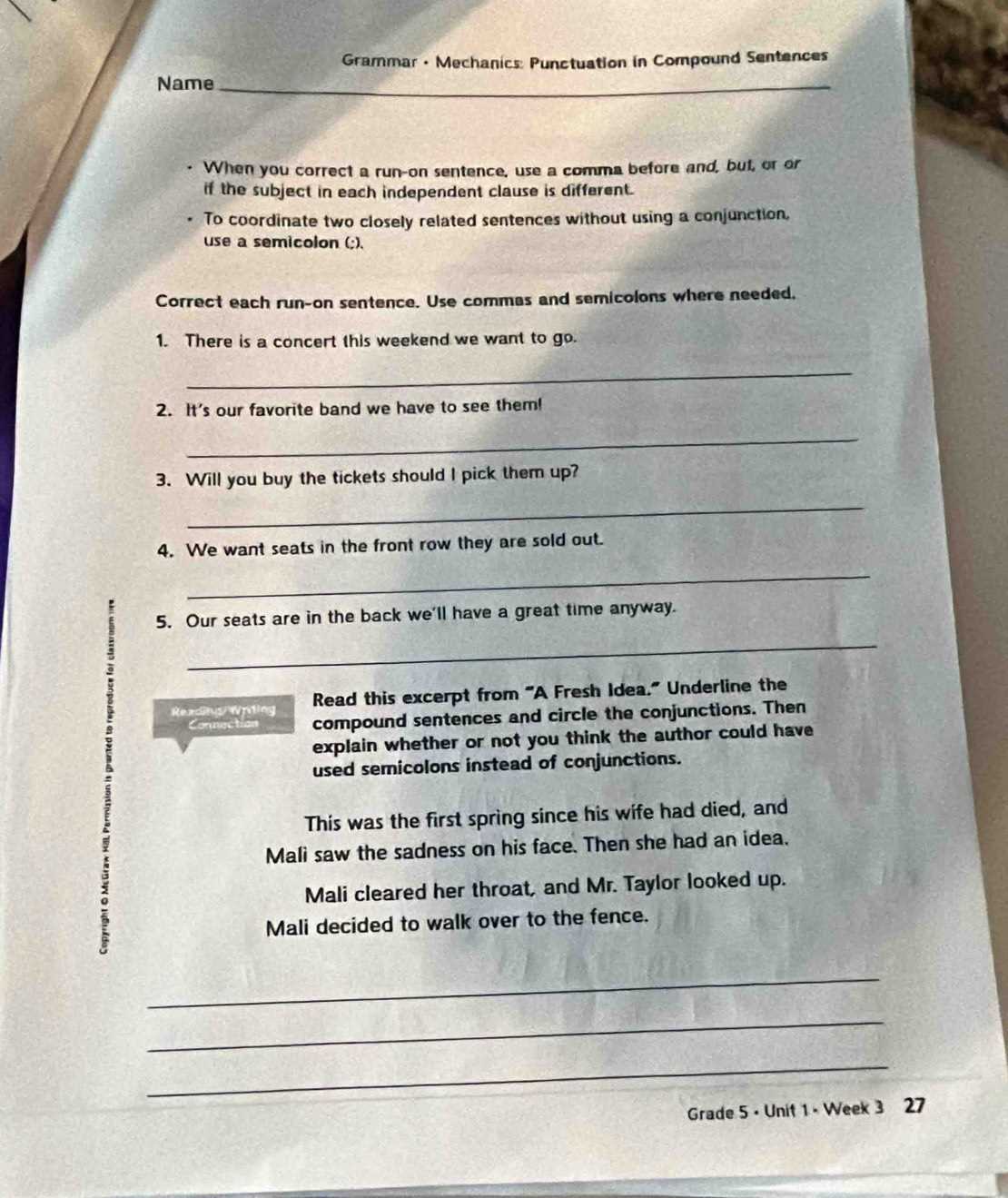 grammar grade 5 unit 3 week 3 answer key