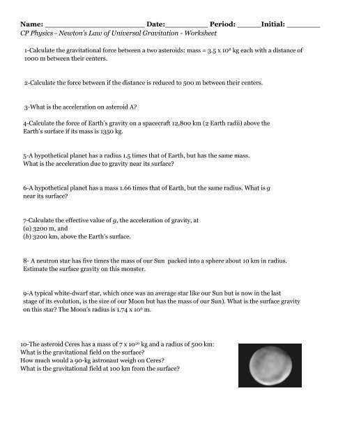 gravity answer key