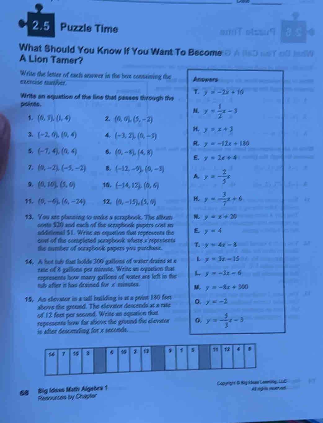 5.1 puzzle time answer key algebra 2