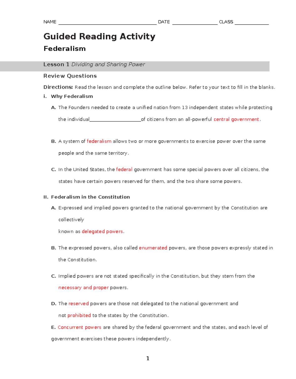 guided reading activity 1 4 answer key