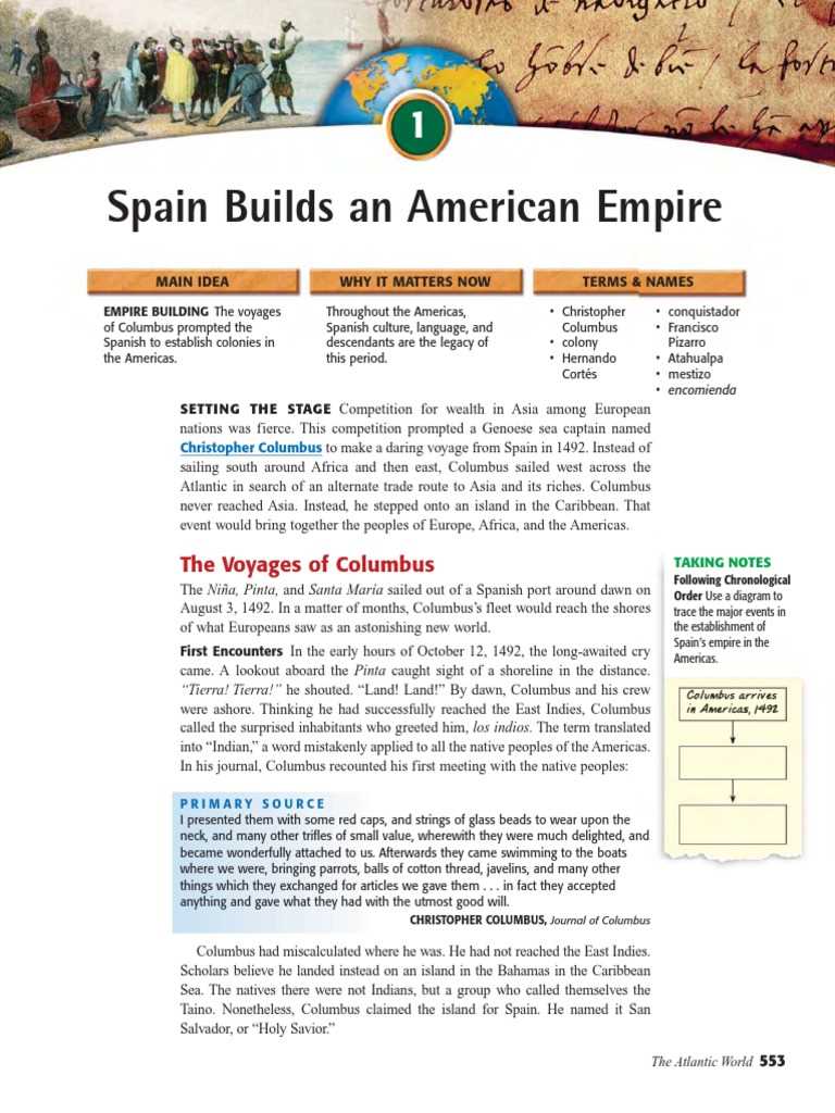 guided reading spains empire in the americas answer key