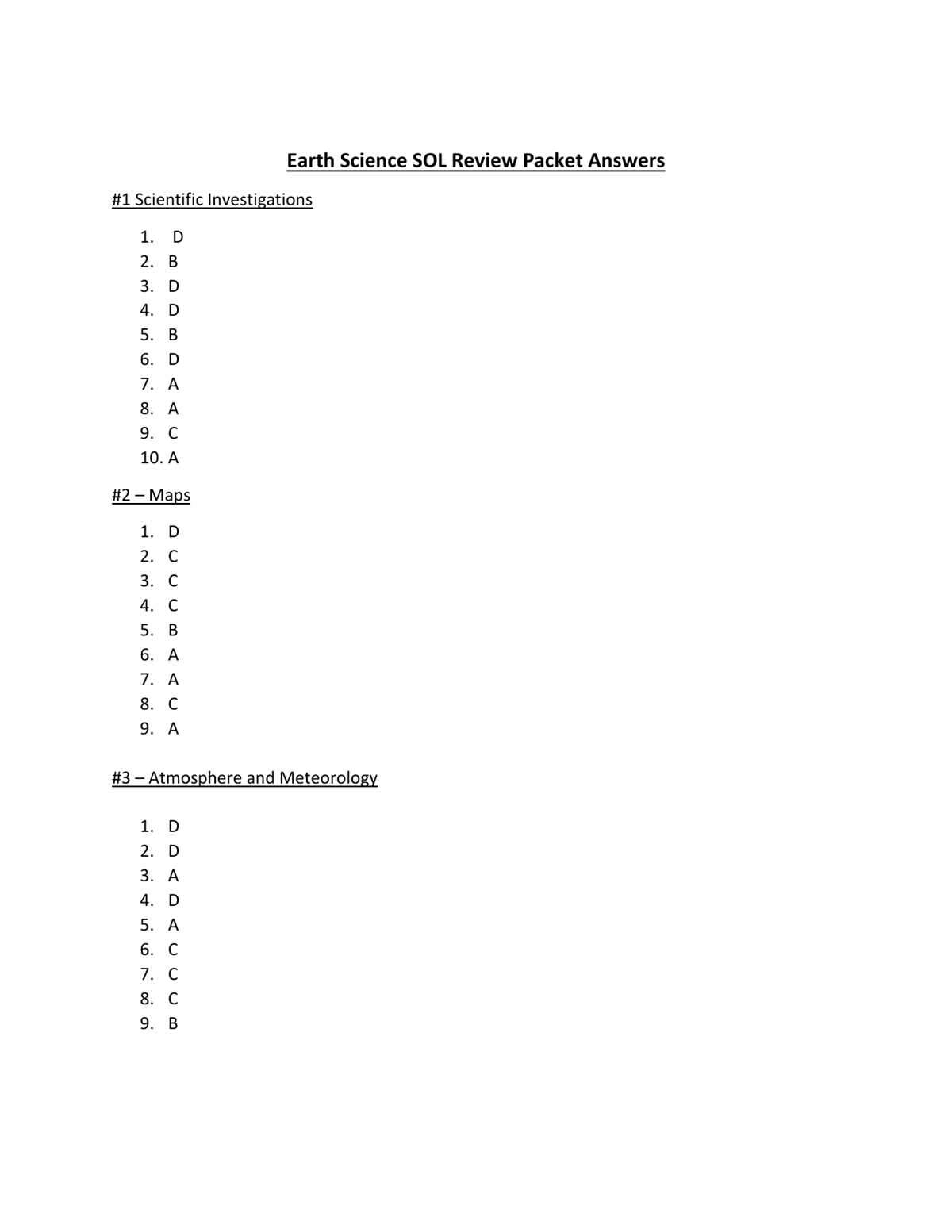 review and practice for the earth science sol answer key