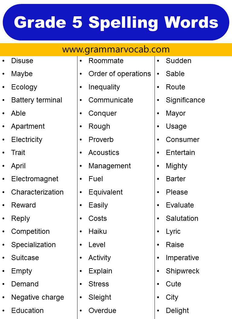 reading street 5th grade spelling answer key