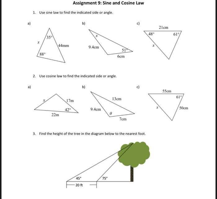 sine and cosine law maze answer key