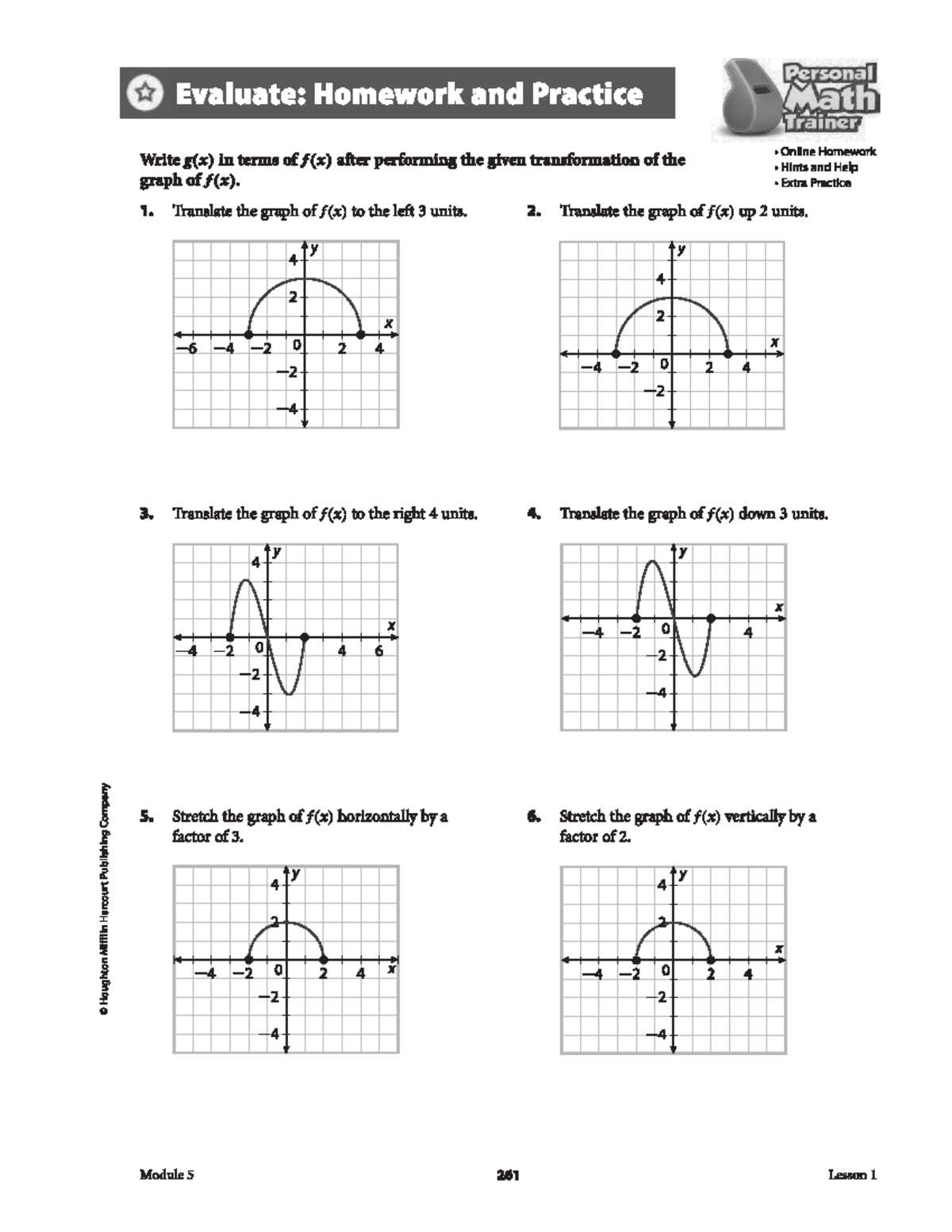 characteristics of quadratic functions algebra 1 8.2 answer key