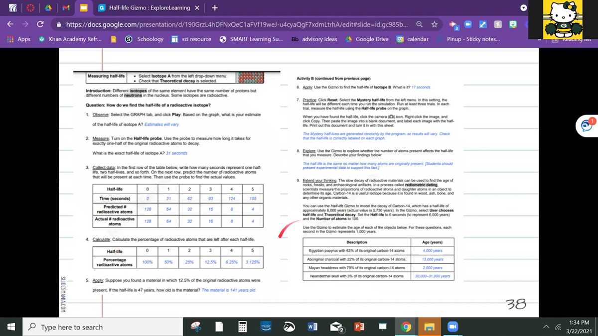 half life virtual lab answer key