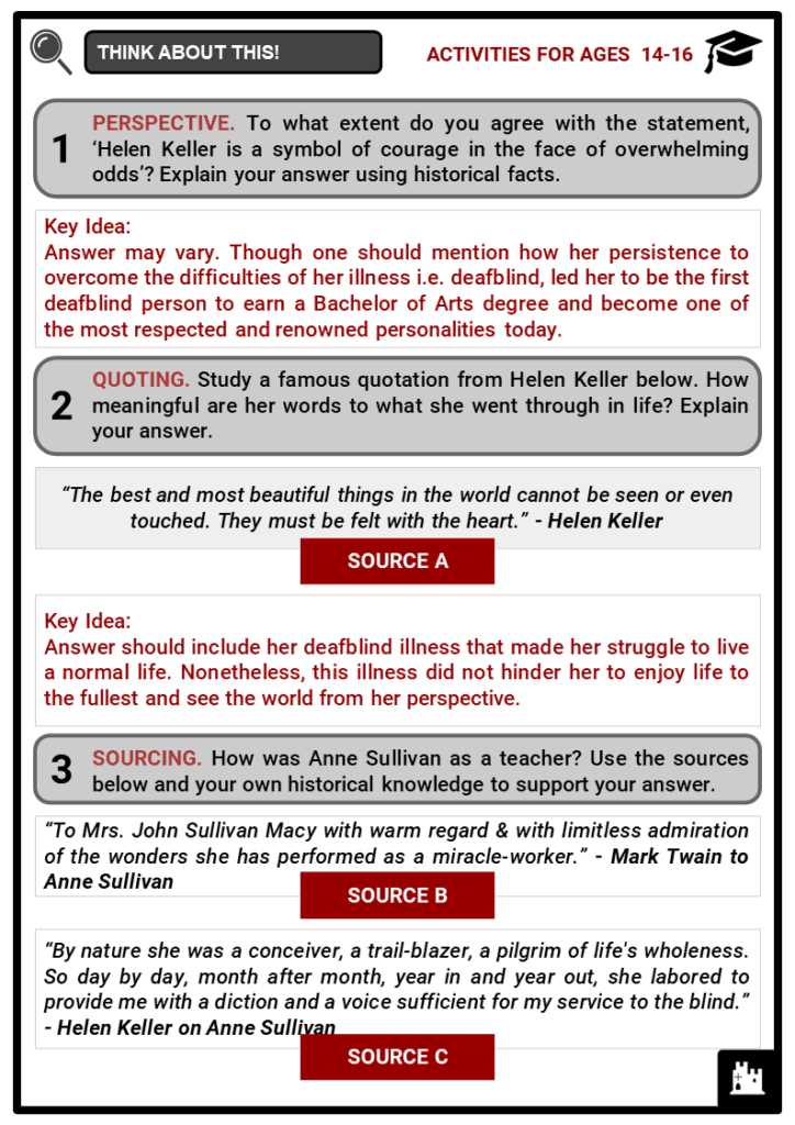 helen keller answer key