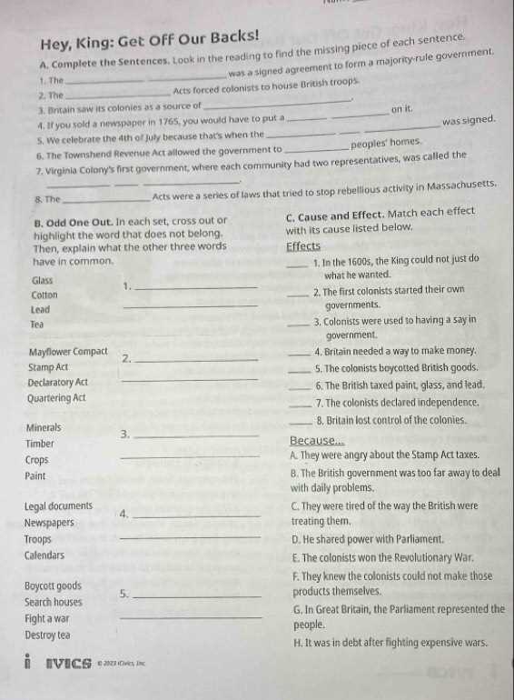 hey king get off our backs answers key