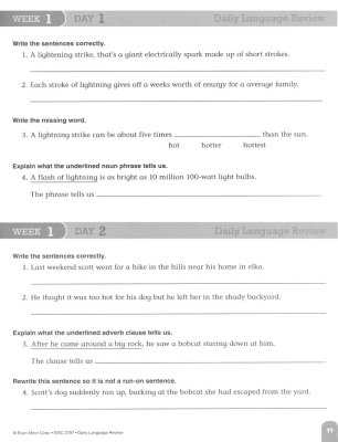 weekly language review 5th grade answer key 3