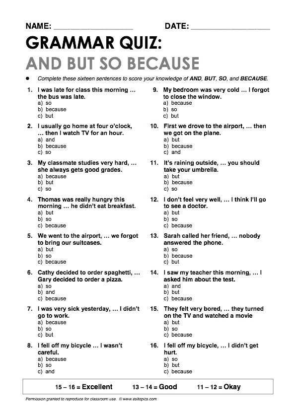 high school grammar worksheets with answer key