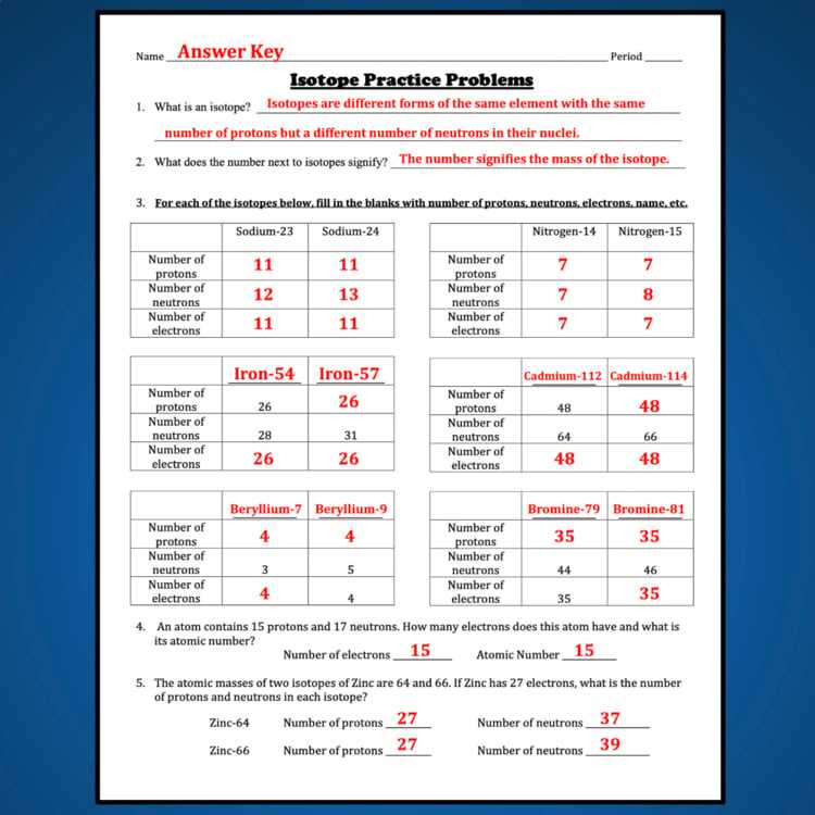 high school isotopes worksheet answers key