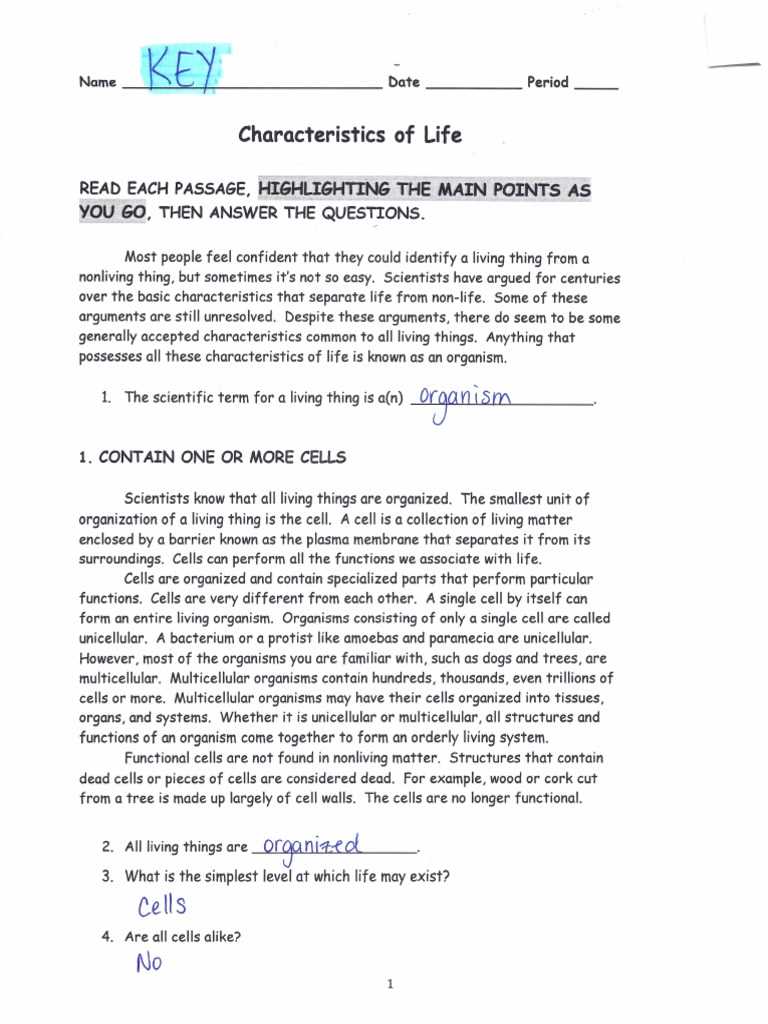 history of life answer key