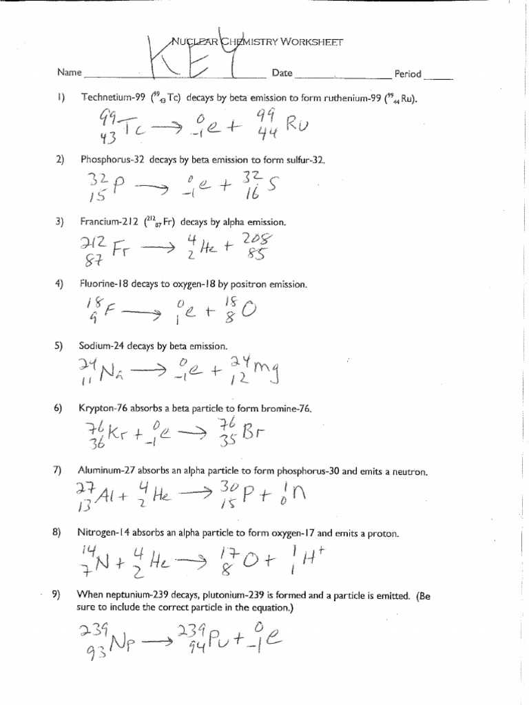 writing nuclear equations chem worksheet 4 4 answer key