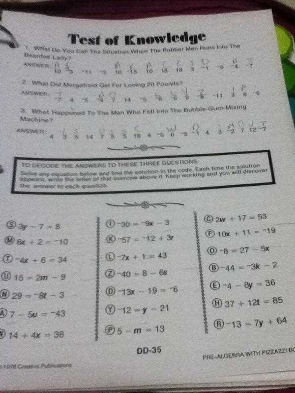 daffynition decoder answers key pre algebra pizzazz