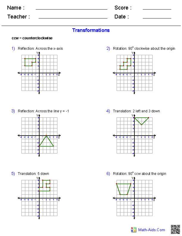 transformations test review answer key