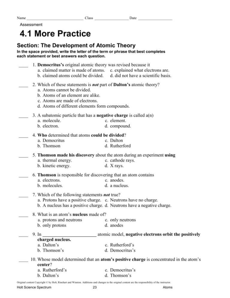 holt science spectrum the structure of matter answer key